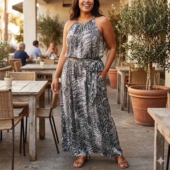 Lane Bryant Dresses & Skirts - Lane Bryant Black & White Snake Print Sleeveless  Maxi Dress 18/20